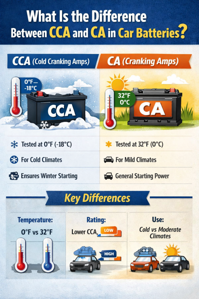 difference between cca and ca in batteries