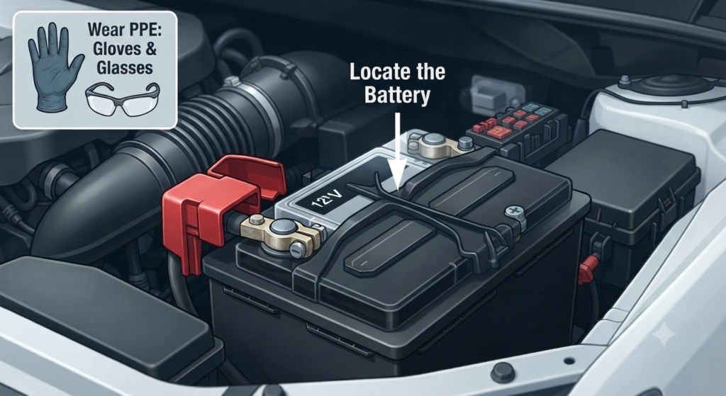 Step 3: Locate the Battery