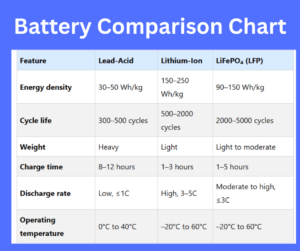 Battery Comparison Chart explained